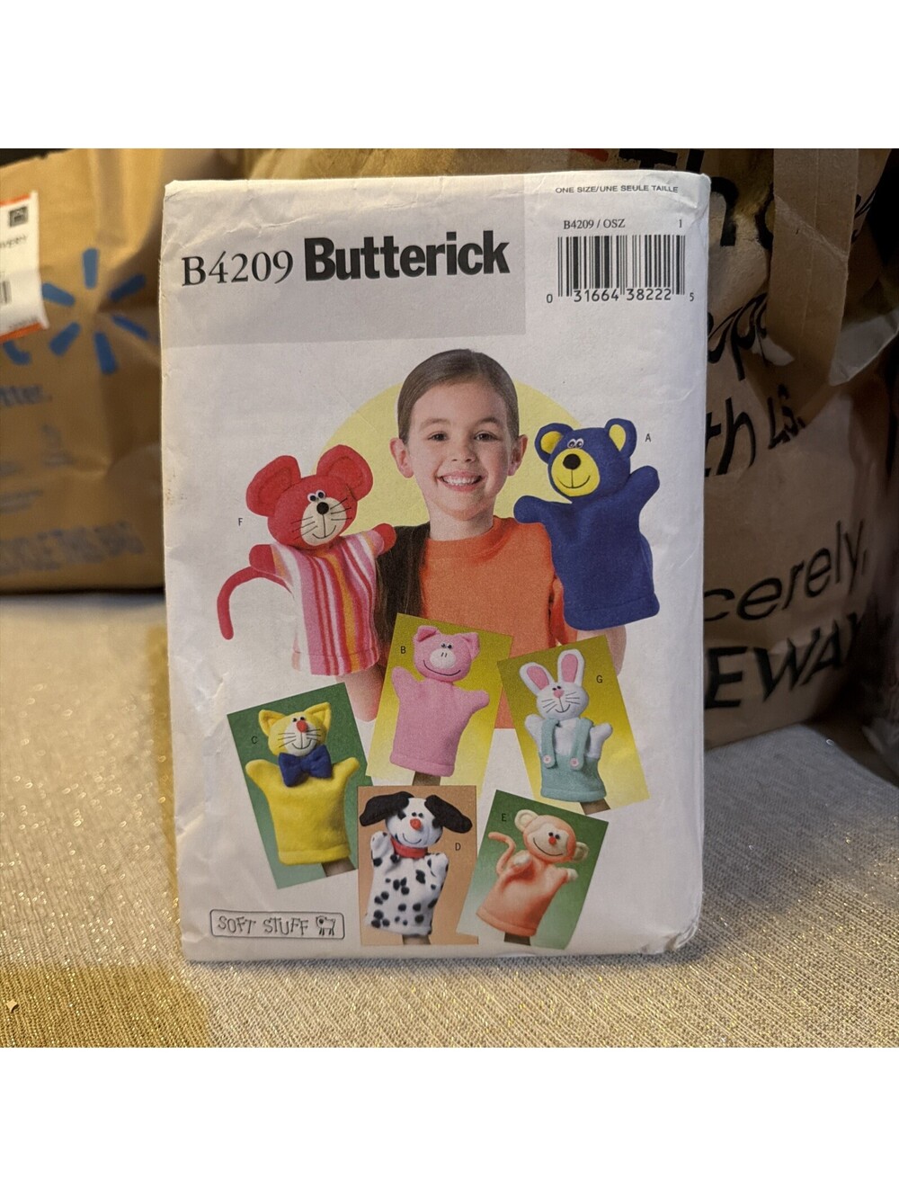 Butterick B4209 Sewing Pattern Hand Puppets Animal One Size 2003